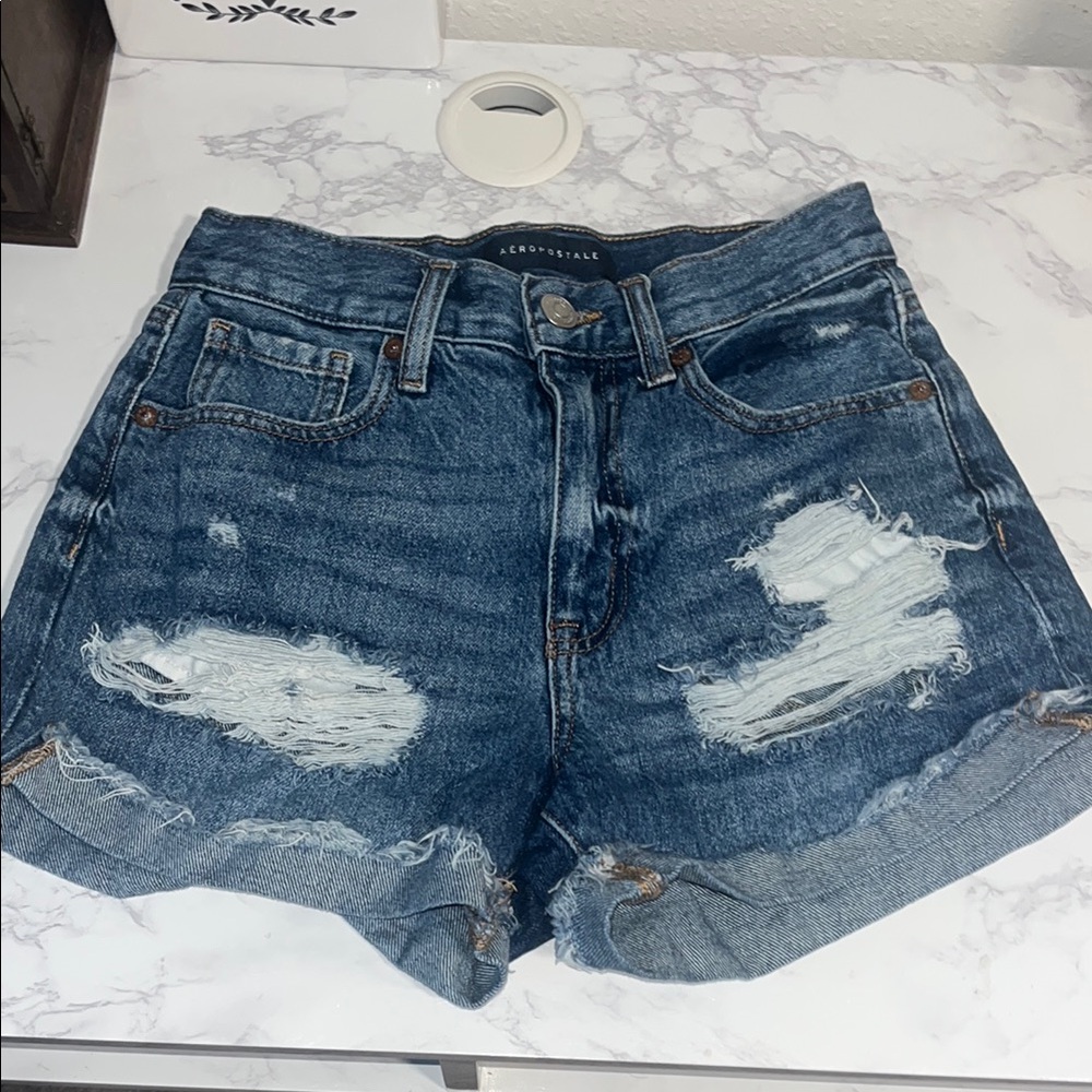 Aeropostale Blue Jean Shorts Distressed Denim